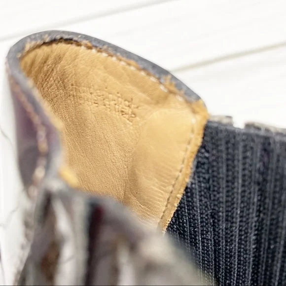 BURBERRY Brogue Chelsea Detailed Wedge Polished Leather Ankle Boots 38 - Picture 16 of 16